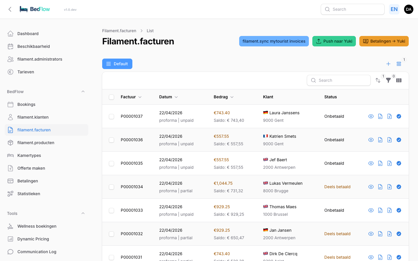 Facturatie — proforma, definitief, PDF, UBL