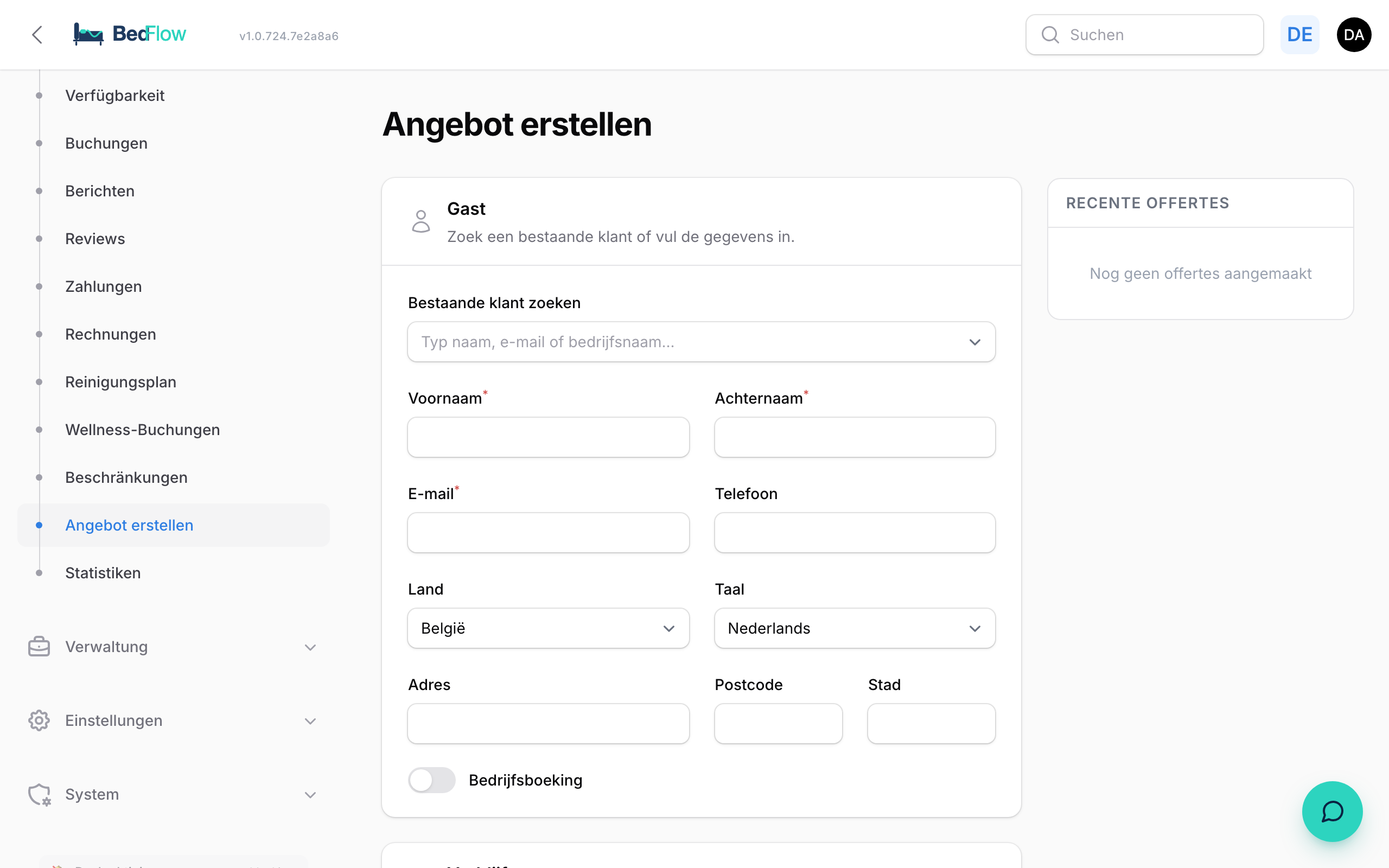 Angebot erstellen (für Custom-Buchungen)