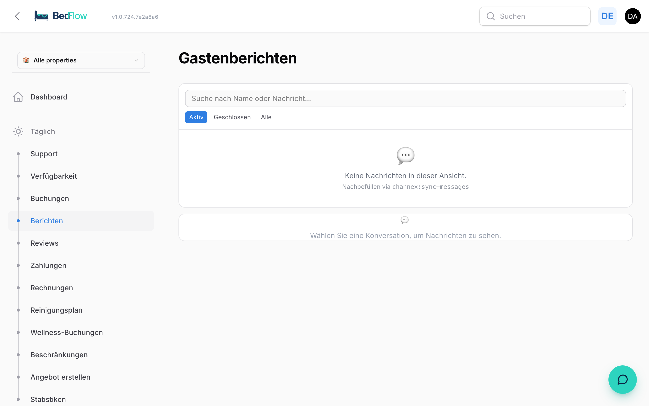 Gäste-Posteingang — Channex-Nachrichten
