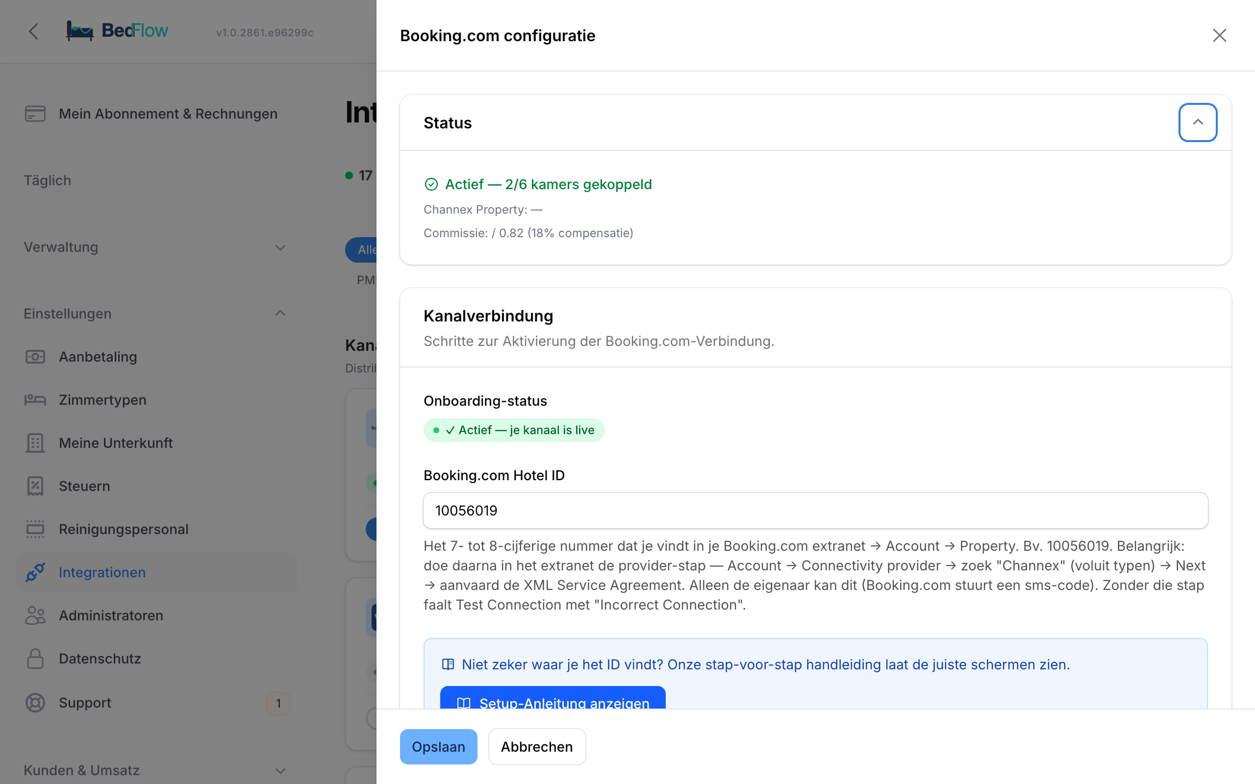 Das Fenster eines Kanals mit dem Onboarding-Status und der Schaltfläche Zimmer zuordnen