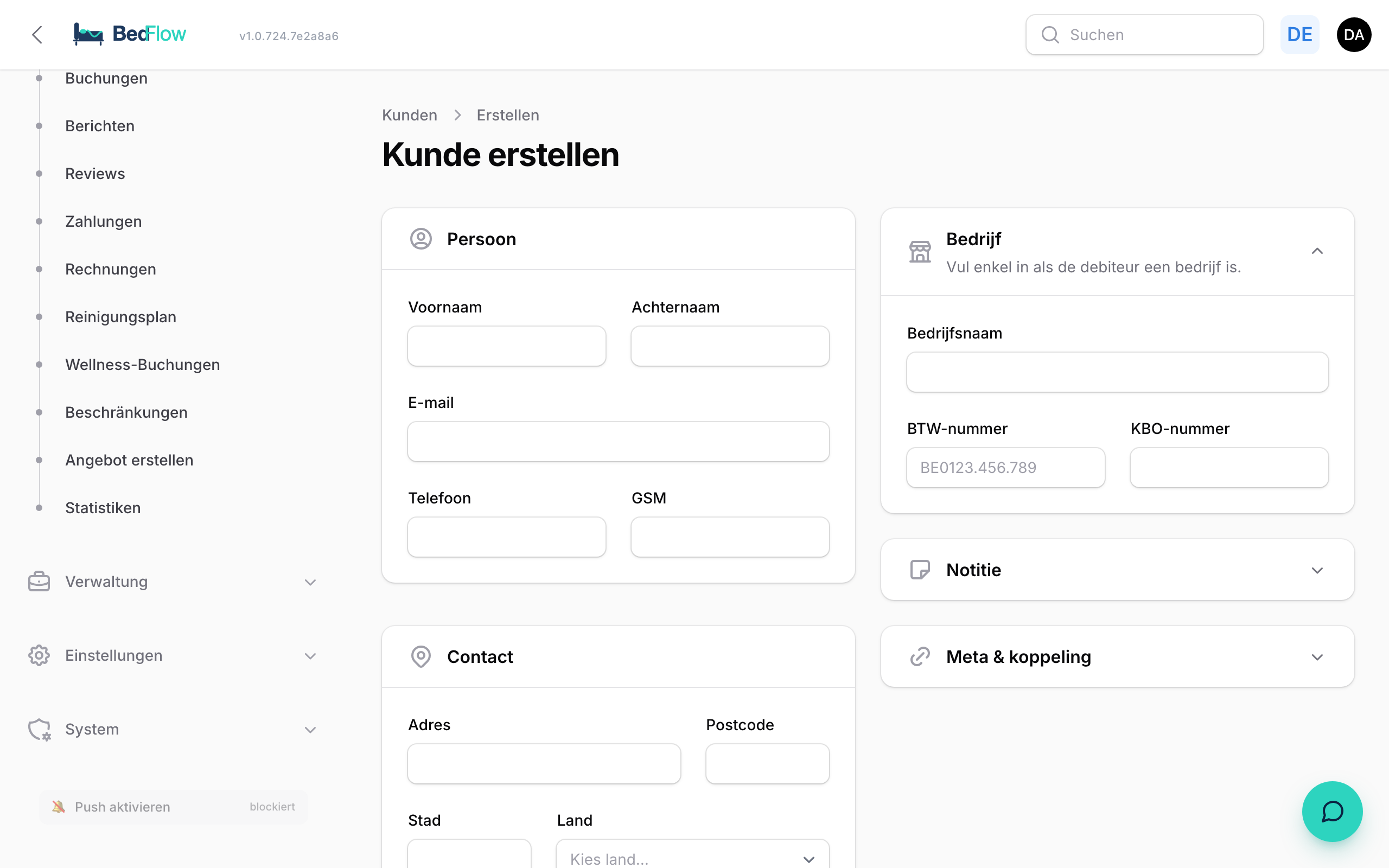 Neuer Debitor — Formular