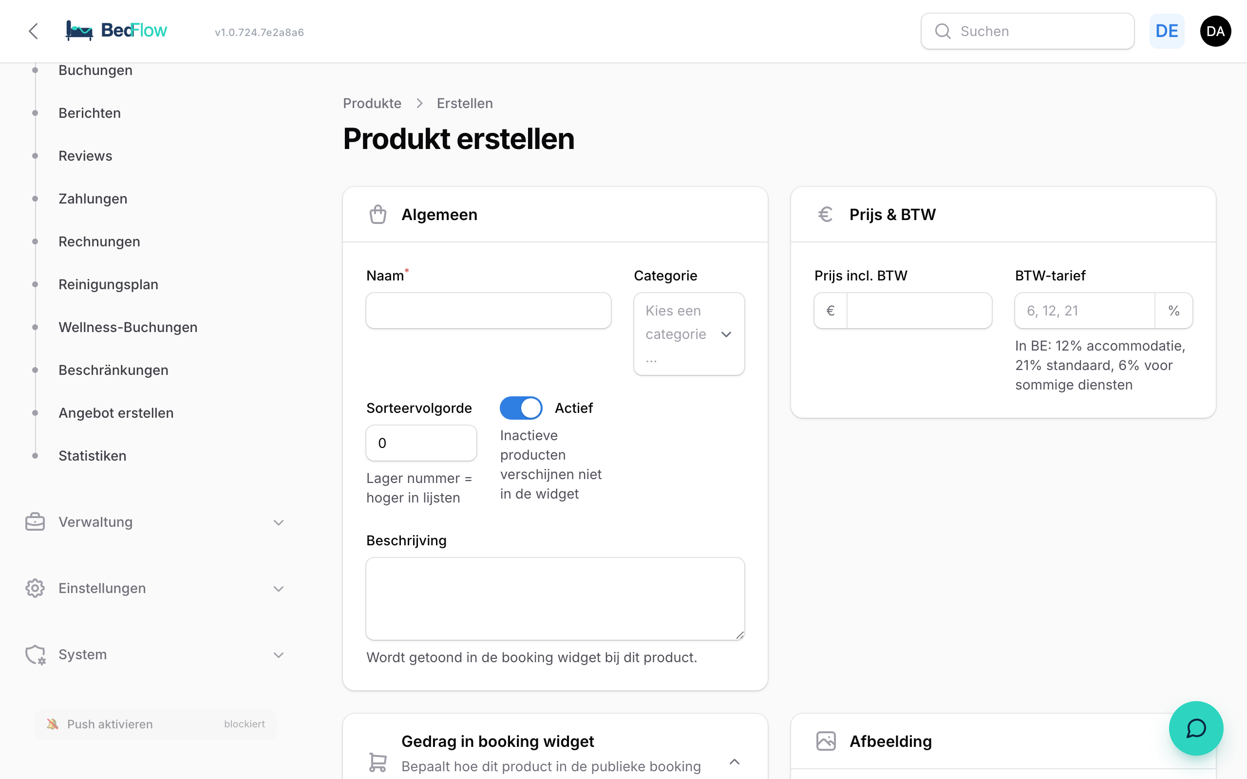 Neues Produkt anlegen — Formular