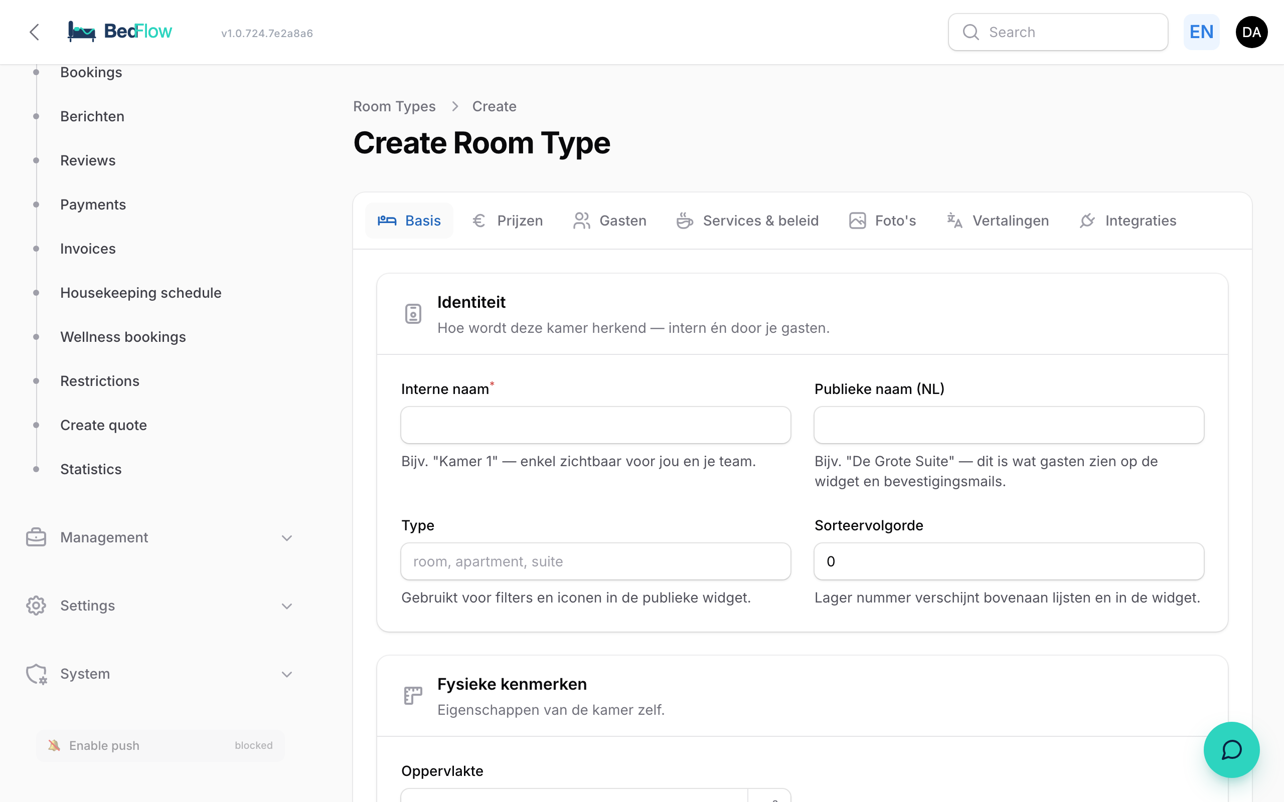 Creating a new room