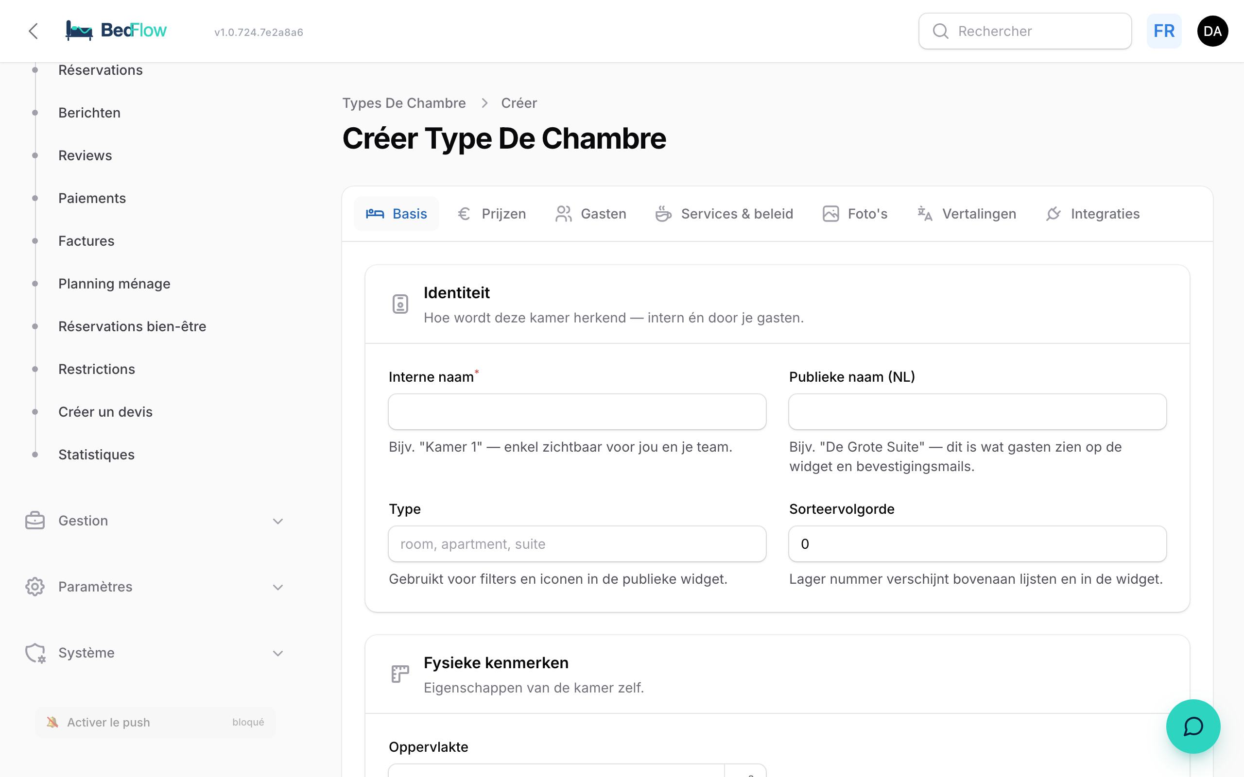 Créer une nouvelle chambre