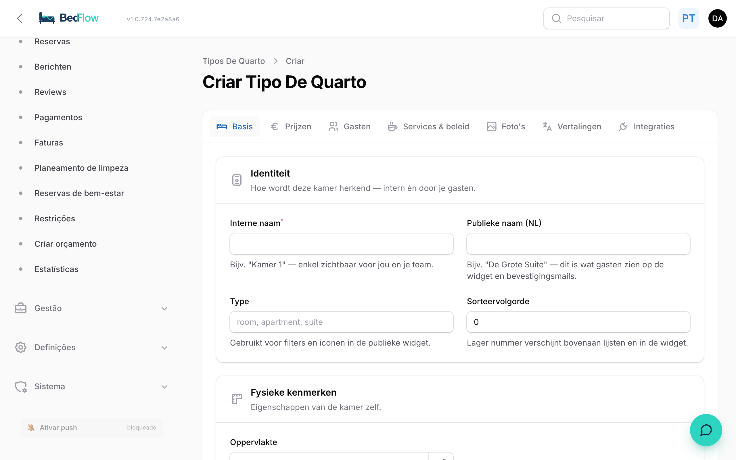 Criar um novo quarto