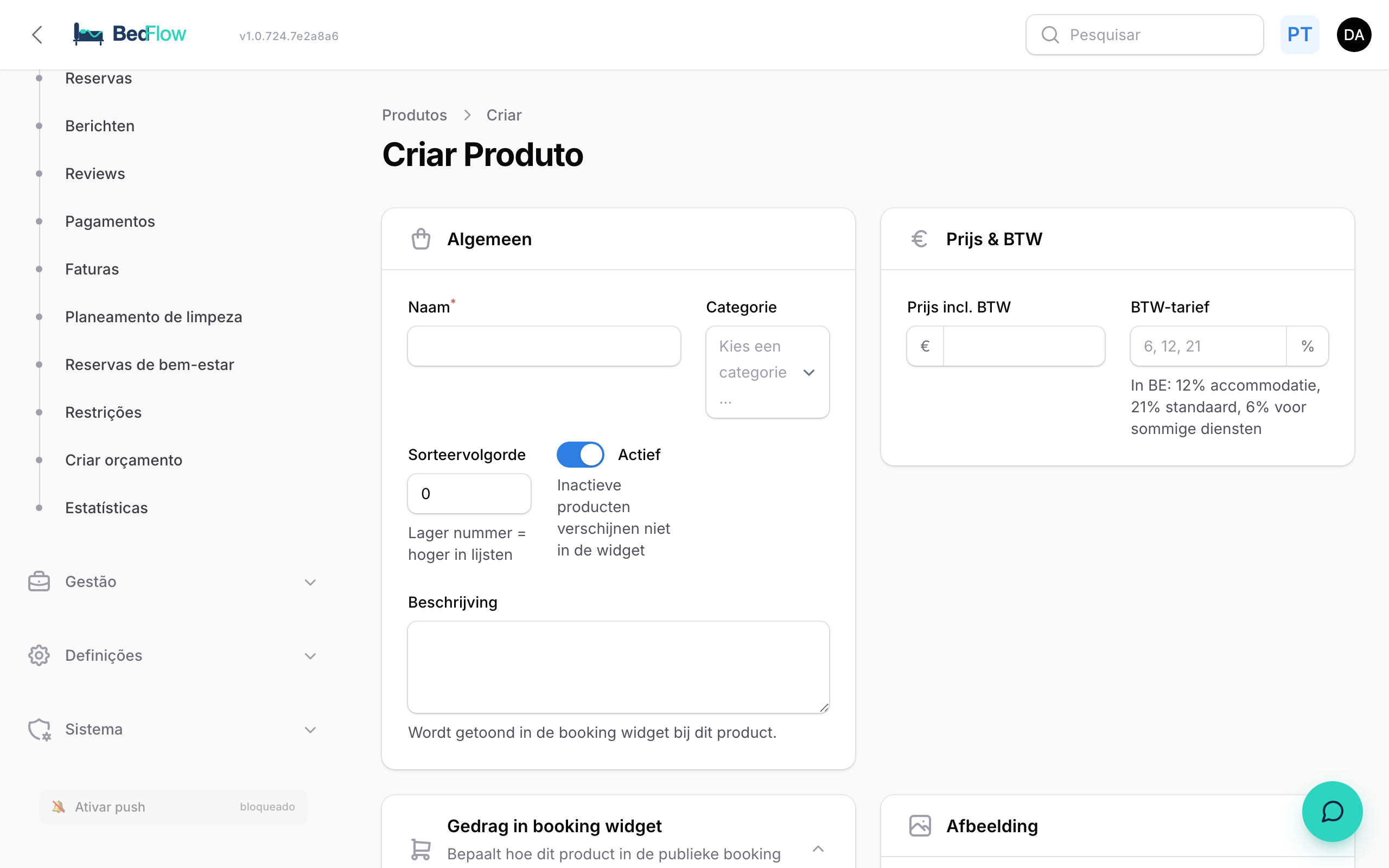Criar novo produto — formulário